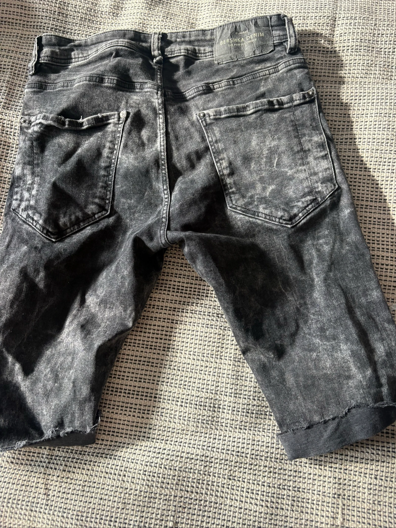 short en jean bershka denim gris délavé bermuda déchiré homme taille 38 m – photo 8